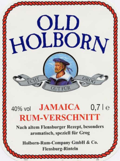 OLD HOLBORN JAMAICA RUM-VERSCHNITT Logo (DPMA, 05/02/2002)
