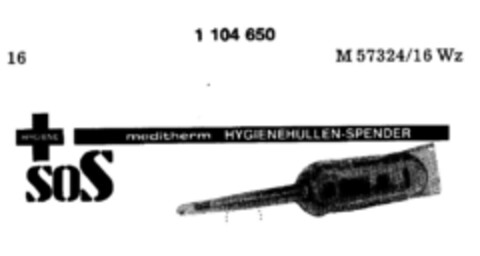 SOS meditherm HYGIENEHÜLLEN-SPENDER Logo (DPMA, 09/30/1985)