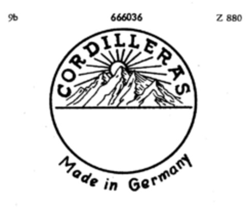 CORDILLERAS Made in Germany Logo (DPMA, 12/27/1952)