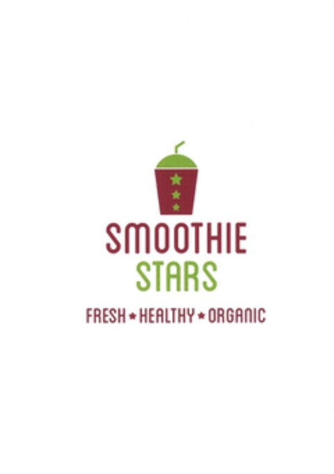 SMOOTHIE STARS FRESH HEALTHY ORGANIC Logo (DPMA, 13.01.2016)