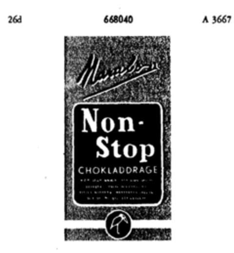 Marabou Non-Stop CHOKLADDRAGE Logo (DPMA, 12/22/1953)