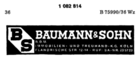 BS BAUMANN & SOHN Logo (DPMA, 12/21/1984)