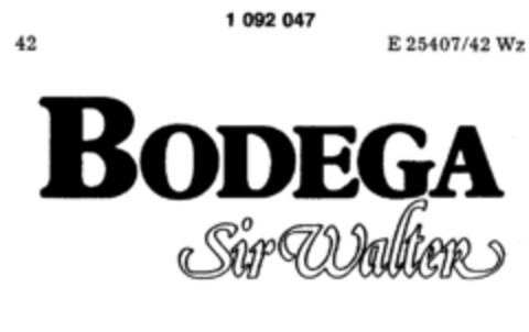 BODEGA Sir Walter Logo (DPMA, 10/11/1985)