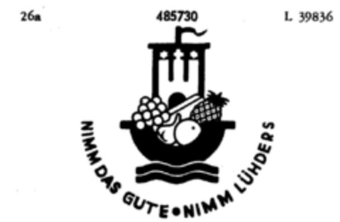 NIMM DAS GUTE . NIMM LÜHDERS Logo (DPMA, 29.02.1936)