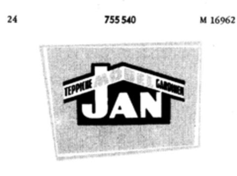 TEPPICHE MÖBEL GARDINEN JAN Logo (DPMA, 07.10.1960)