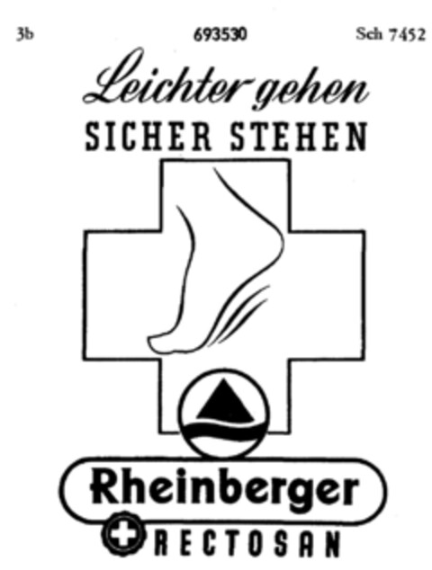 Rheinberger RECTOSAN Leichter gehen SICHER STEHEN Logo (DPMA, 14.04.1955)