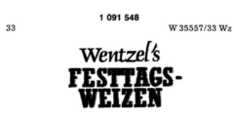 Wentzel`s FESTTAGSWEIZEN Logo (DPMA, 10/03/1985)