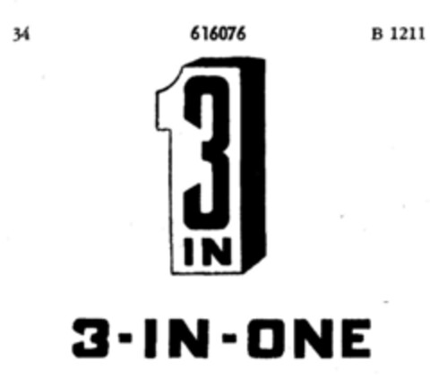 3 IN 1 3 - IN - ONE Logo (DPMA, 12.04.1950)