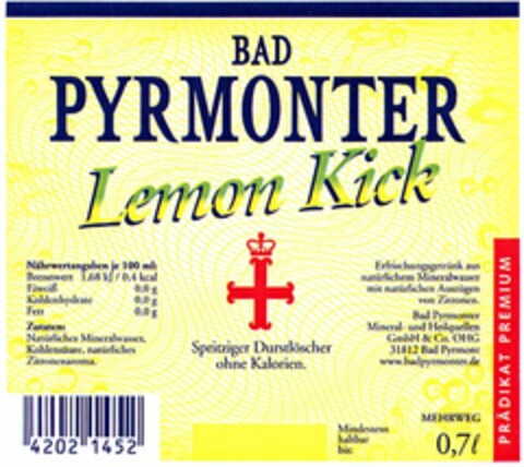 BAD PYRMONTER Lemon Kick Logo (DPMA, 22.06.2004)
