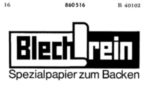 Blechrein Spezialpapier zum Backen Logo (DPMA, 06.04.1968)