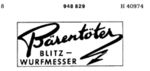 Bärentöter BLITZ-WURFMESSER Logo (DPMA, 10/17/1975)