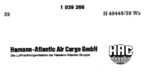 Hamann - Atlantic Air Cargo GmbH  HAC Logo (DPMA, 11.12.1981)