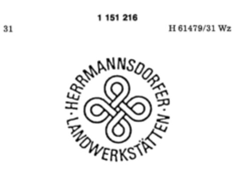 HERRMANNSDORFER LANDWERKSSTÄTTEN Logo (DPMA, 15.04.1989)