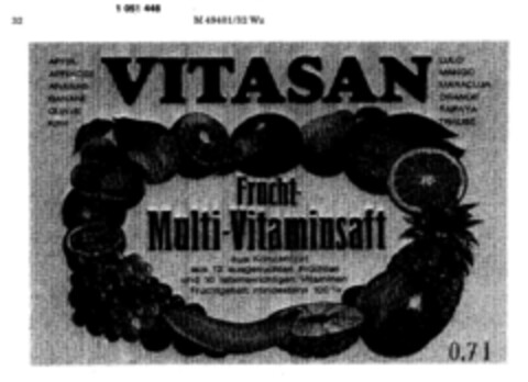 VITASAN Frucht-Multi-Vitaminsaft Logo (DPMA, 12.02.1981)