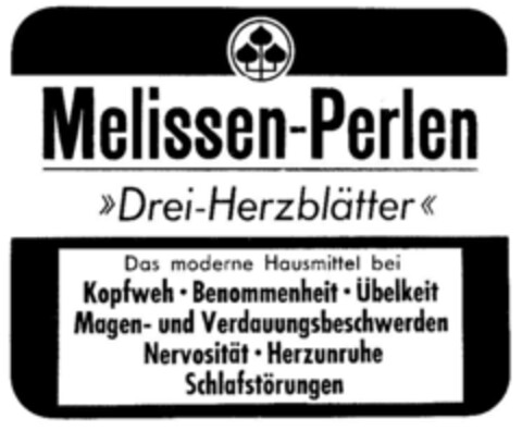 Melissen-Perlen Drei-Herzblätter Logo (DPMA, 25.06.1954)