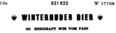 WINTERHUDER BIER SO HERZHAFT WIE VOM FASS Logo (DPMA, 08.11.1965)