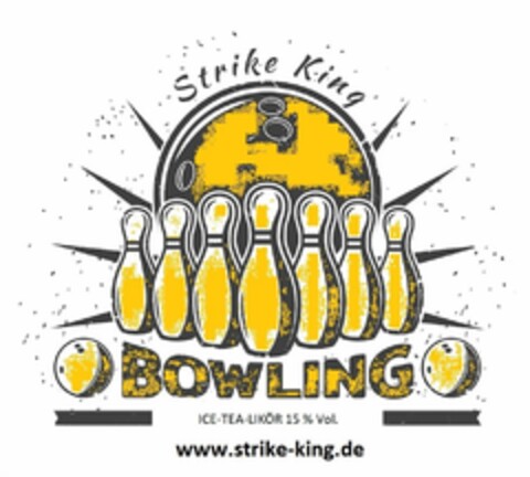 Strike King BOWLING ICE-TEA-LIKÖR 15 % Vol. www.strike-king.de Logo (DPMA, 04/06/2023)