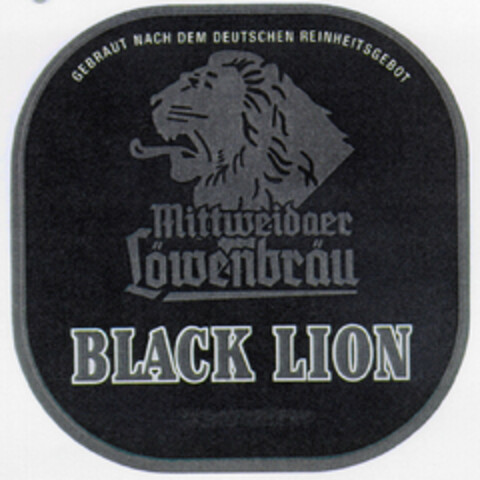 Mittweidaer Löwenbräu BLACK LION Logo (DPMA, 06/25/1997)