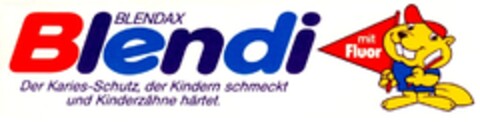 BLENDAX Blendi mit Fluor Der Karies-Schutz, der Kindern schmeckt und Kinderzähne härtet. Logo (DPMA, 08.04.1981)