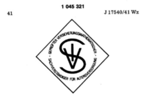 GEPRÜFTER VERSICHERUNGSMATHEMATISCHER SACHVERSTÄNDIGER FÜR ALTERSVERSORGUNG IVS Logo (DPMA, 30.04.1982)