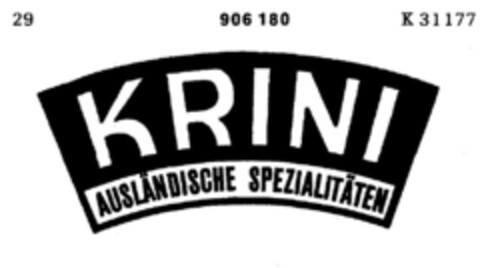 KRINI AUSLÄNDISCHE SPEZIALITÄTEN Logo (DPMA, 29.06.1970)