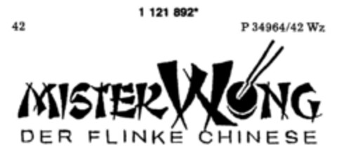 MISTER WONG  DER FLINKE CHINESE Logo (DPMA, 09.03.1987)