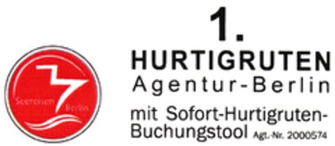 Seereisen Berlin 1. HURTIGRUTEN Agentur - Berlin mit Sofort-Hurtigruten-Buchungstool Agt.-Nr. 2000574 Logo (DPMA, 04.06.2011)