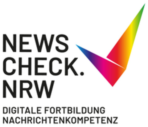 NEWS CHECK. NRW DIGITALE FORTBILDUNG NACHRICHTENKOMPETENZ Logo (DPMA, 04.08.2022)