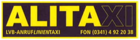 ALITAXI LVB-ANRUF LINIENTAXI FON (0341) 4 92 20 38 Logo (DPMA, 06/29/2007)