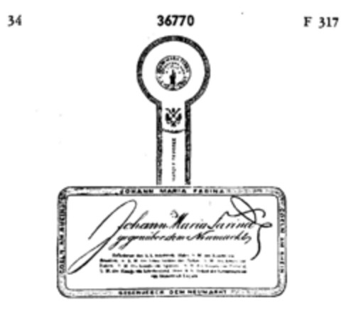 Johann Maria Farina gegenüber dem Neumarkt Logo (DPMA, 02.10.1894)