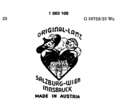 ORIGINAL-LANZ SALZBURG-WIEN INNSBRUCK MADE IN AUSTRIA Logo (DPMA, 24.08.1983)