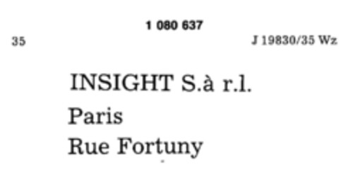 INSIGHT S.à r.l. Paris Rue Fortuny Logo (DPMA, 02/07/1985)