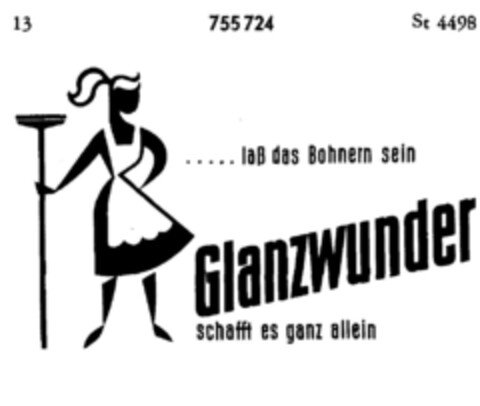 .....laß das Bohnern sein Glanzwunder schafft es ganz allein Logo (DPMA, 08/10/1959)