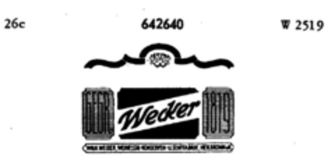 GEGR. Wecker 1819 WILH.WECKER, WEINESSIG-KONSERVEN- U. SENFFABRIK, HEILBRONN oN Logo (DPMA, 12.02.1952)