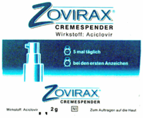 ZOVIRAX CREMESPENDER Logo (DPMA, 27.10.1995)