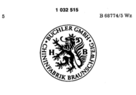 HB BUCHLER GMBH CHININFABRIK BRAUNSCHWEIG Logo (DPMA, 01.09.1981)