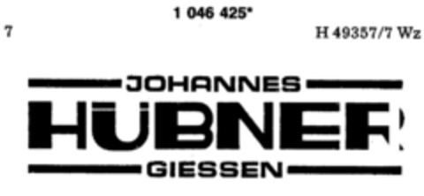 JOHANNES HÜBNER GIESSEN Logo (DPMA, 26.11.1981)