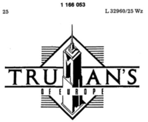 TRUMAN'S OF EUROPE Logo (DPMA, 05.12.1989)