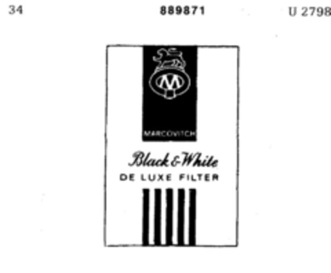 MARCOVITCH Black & White DE LUXE FILTER Logo (DPMA, 17.01.1967)