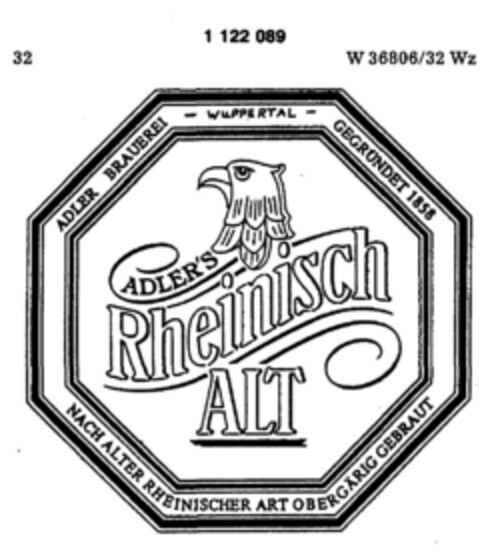 ADLER`S Rheinisch ALT Logo (DPMA, 01/20/1987)