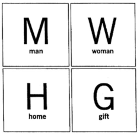 M man W woman H home G gift Logo (DPMA, 06/14/2000)