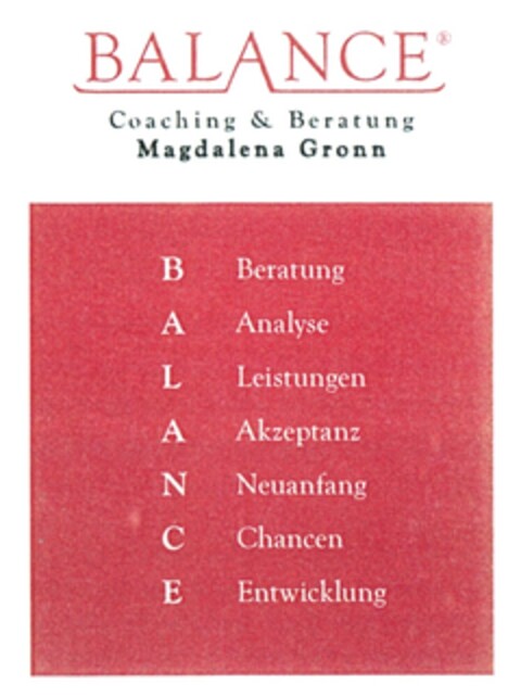 BALANCE Coaching & Beratung Logo (DPMA, 31.08.2011)