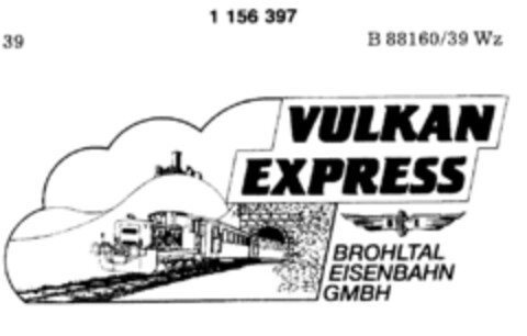 VULKAN EXPRESS BROHLTAL EISENBAHN GMBH Logo (DPMA, 04.09.1989)