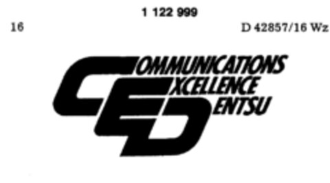 COMMUNICATIONS EXCELLENCE DENTSU Logo (DPMA, 12/17/1986)