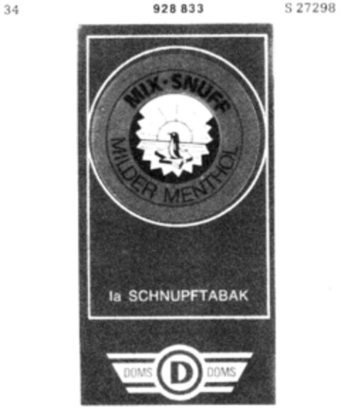 MIX. SNUFF MILDER MENTHOL Logo (DPMA, 30.10.1973)