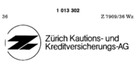 Z Zürich Kautions- und Kreditversicherungs-AG Logo (DPMA, 03.04.1980)