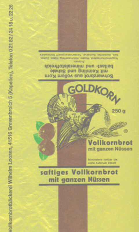 GOLDKORN Vollkornbrot mit ganzen Nüssen Logo (DPMA, 30.08.1996)