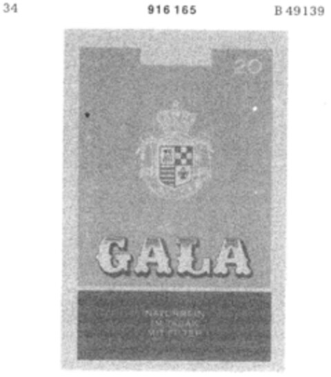 GALA NATURREIN IM TABAK MIT FILTER Logo (DPMA, 21.09.1972)