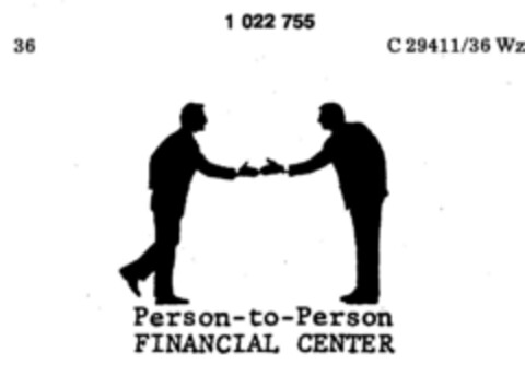 Person-to-Person FINANCIAL CENTER Logo (DPMA, 06/06/1980)