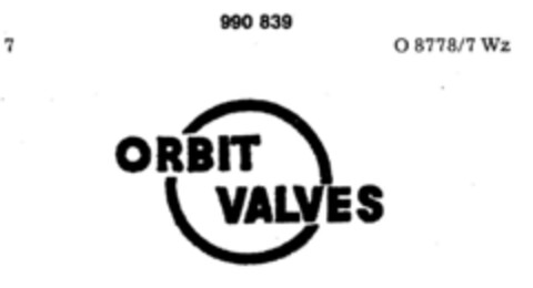 ORBIT VALVES Logo (DPMA, 28.09.1976)
